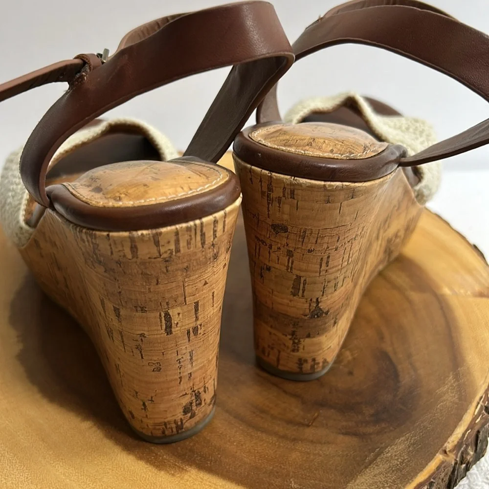 Altar'd State Cream & Brown Cork Wedge Sandals